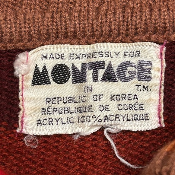 MONTAGE Vintage 70s 80s Retro Fitted Shawl Neck Sweater - Picture 9 of 13